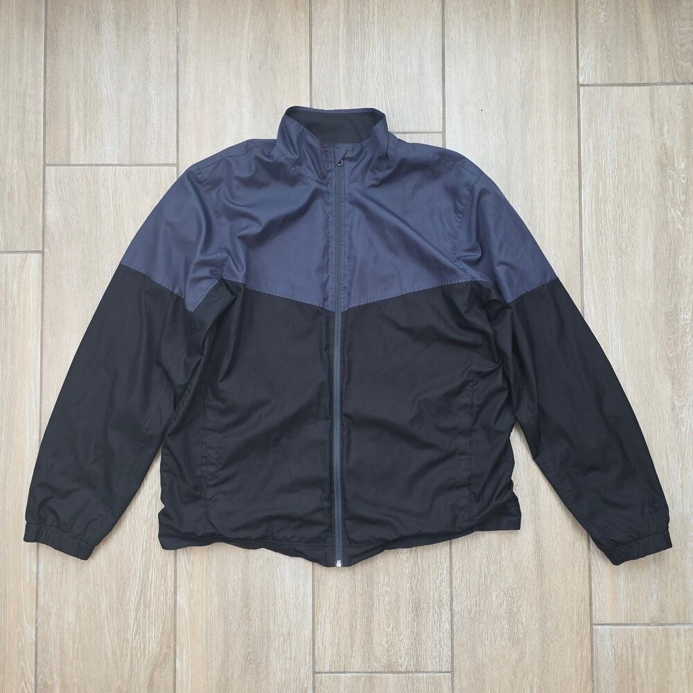 Vintage 90s Starter Windbreaker Mens XL Black Gray Colorblock Track Jacket